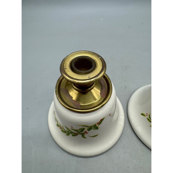 Teleflora Vintage Christmas Holly & Berry Candle Holders Set Of 2 READ - Picture 2 of 9